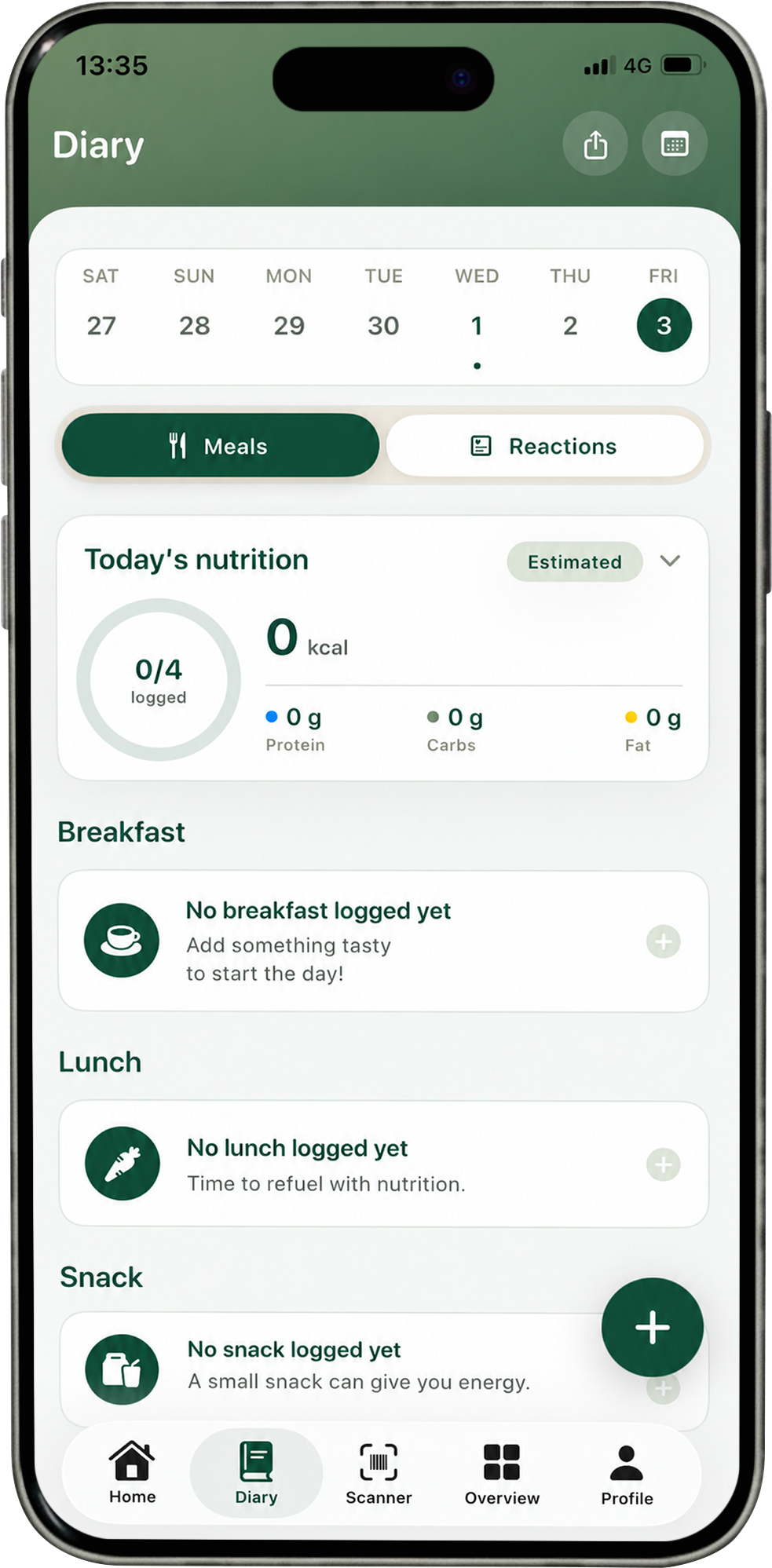 Celia gluten-free food diary on iPhone